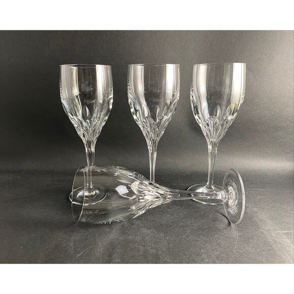 Gorham Diamond Clear Water/Wine Goblets - Set of 4 Fine Crystal Stemware - Picture 3 of 10